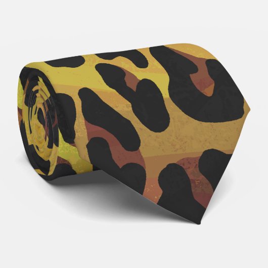 Leopard Brown and Yellow Print Stropdas (Opgerold)