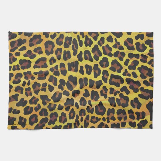 Leopard Brown and Yellow Print Theedoek (Horizontaal)