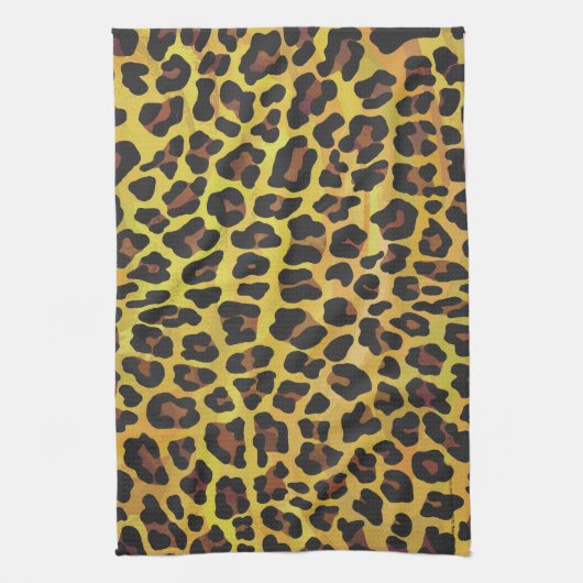 Leopard Brown and Yellow Print Theedoek (Verticaal)