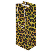 Leopard Brown and Yellow Print Wijn Cadeautas (Achterkant Gekanteld)