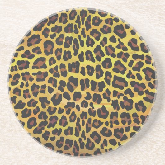 Leopard Brown and Yellow Print Zandsteen Onderzetter (Voorkant)