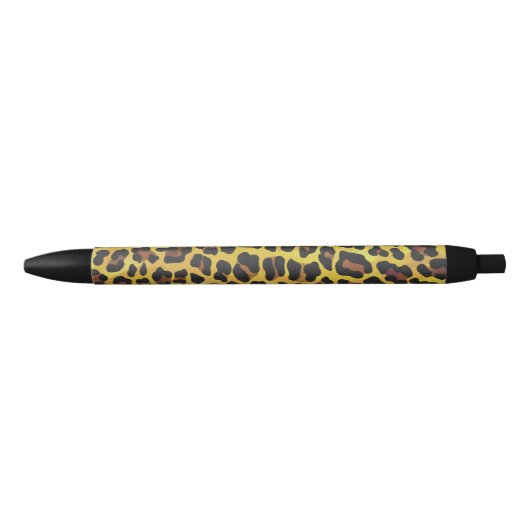 Leopard Brown and Yellow Print Zwarte Inkt Pen (Voorkant)