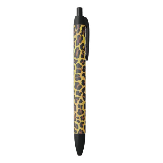 Leopard Brown and Yellow Print Zwarte Inkt Pen (Achterkant (Verticaal))