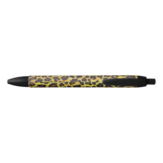 Leopard Brown and Yellow Print Zwarte Inkt Pen (Achterkant)
