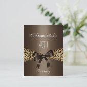 Leopard Brown Animal 40th Birthday Invitation Kaart (Staand voorkant)