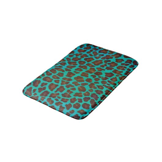 Leopard Brown en Blauwgroen Print Badmat (Gekanteld)