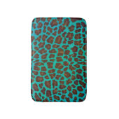 Leopard Brown en Blauwgroen Print Badmat (Voorkant Verticaal)
