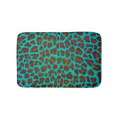 Leopard Brown en Blauwgroen Print Badmat (Voorkant)