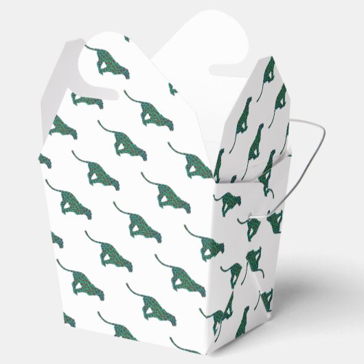 Leopard Brown en Blauwgroen Print Bedankdoosjes (Geopend)