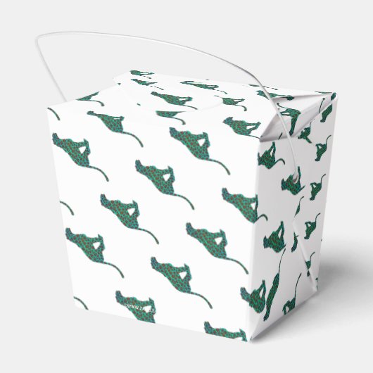 Leopard Brown en Blauwgroen Print Bedankdoosjes (Achterkant)