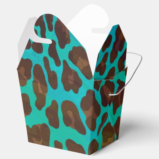 Leopard Brown en Blauwgroen Print Bedankdoosjes (Geopend)