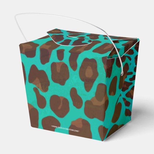 Leopard Brown en Blauwgroen Print Bedankdoosjes (Achterkant)