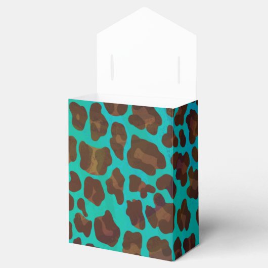 Leopard Brown en Blauwgroen Print Bedankdoosjes (Geopend)
