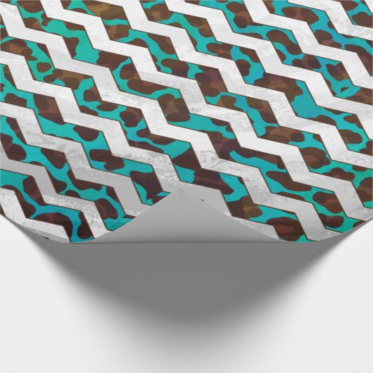 Leopard Brown en Blauwgroen Print Cadeaupapier (Hoek)