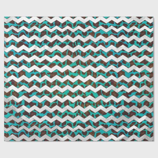 Leopard Brown en Blauwgroen Print Cadeaupapier (Vlak)