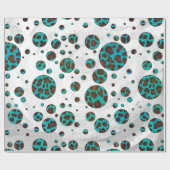 Leopard Brown en Blauwgroen Print Cadeaupapier (Vlak)