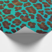 Leopard Brown en Blauwgroen Print Cadeaupapier (Hoek)
