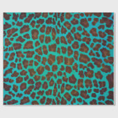 Leopard Brown en Blauwgroen Print Cadeaupapier (Vlak)