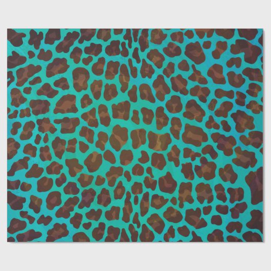 Leopard Brown en Blauwgroen Print Cadeaupapier (Vlak)