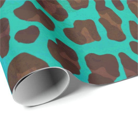 Leopard Brown en Blauwgroen Print Cadeaupapier (Rol Hoek)