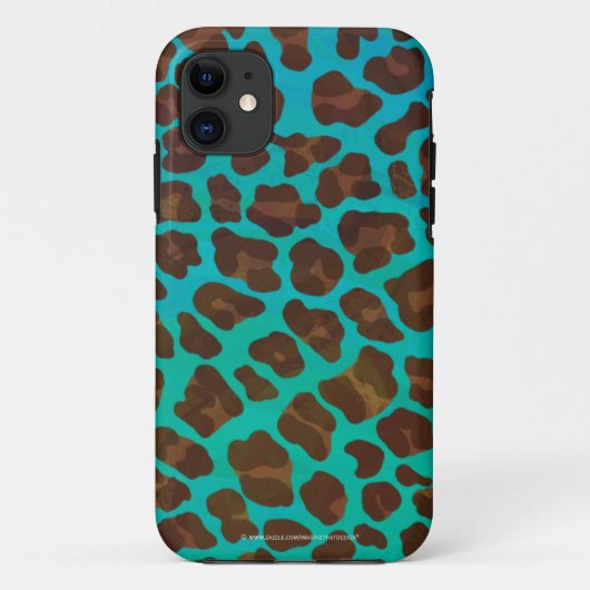 Leopard Brown en Blauwgroen Print Case-Mate iPhone Case (Achterkant)