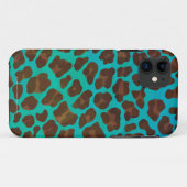 Leopard Brown en Blauwgroen Print Case-Mate iPhone Case (Achterkant (horizontaal))