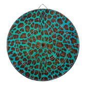 Leopard Brown en Blauwgroen Print Dartbord (Voorkant)