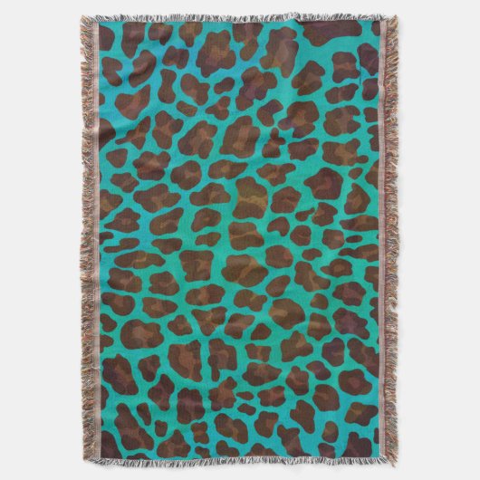 Leopard Brown en Blauwgroen Print Deken (Voorkant Verticaal)