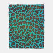 Leopard Brown en Blauwgroen Print Fleece Deken (Voorkant)