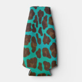 Leopard Brown en Blauwgroen Print Flesjeskoeler (Voorkant)