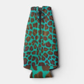 Leopard Brown en Blauwgroen Print Flesjeskoeler (Achterkant)