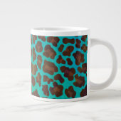 Leopard Brown en Blauwgroen Print Grote Koffiekop (Rechts)