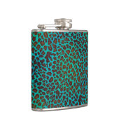 Leopard Brown en Blauwgroen Print Heupfles (Rechts)