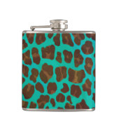 Leopard Brown en Blauwgroen Print Heupfles (Voorkant)