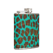 Leopard Brown en Blauwgroen Print Heupfles (Rechts)