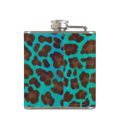 Leopard Brown en Blauwgroen Print Heupfles (Achterkant)