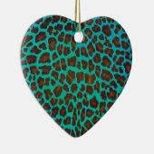 Leopard Brown en Blauwgroen Print Keramisch Ornament (Rechts)