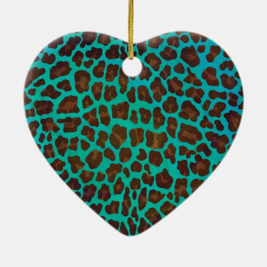 Leopard Brown en Blauwgroen Print Keramisch Ornament (Achterkant)