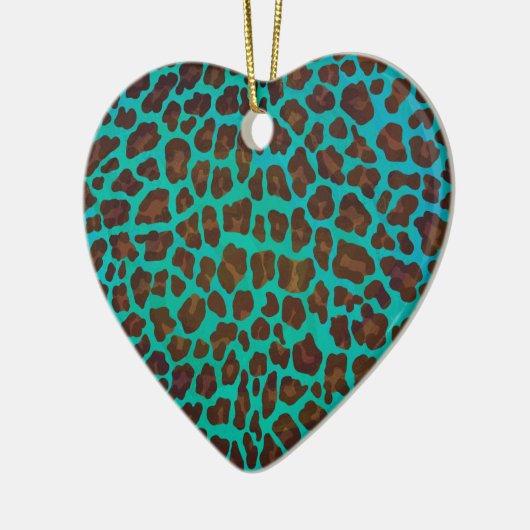 Leopard Brown en Blauwgroen Print Keramisch Ornament (Links)