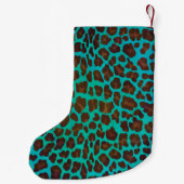 Leopard Brown en Blauwgroen Print Kleine Kerstsok (Achterkant)