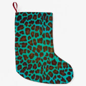 Leopard Brown en Blauwgroen Print Kleine Kerstsok (Voorkant)