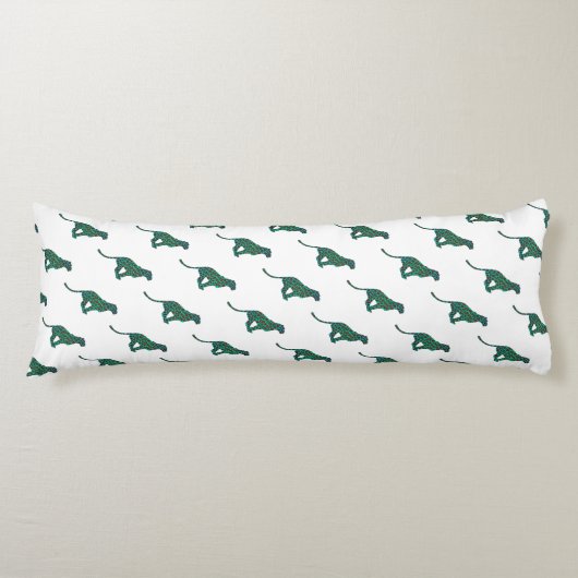 Leopard Brown en Blauwgroen Print Lichaamskussen (Voorkant)