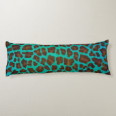 Leopard Brown en Blauwgroen Print Lichaamskussen (Achterkant)