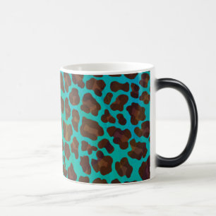 Leopard Brown en Blauwgroen Print Magische Mok