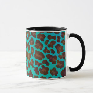 Leopard Brown en Blauwgroen Print Mok