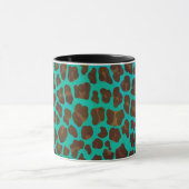 Leopard Brown en Blauwgroen Print Mok (Midden)