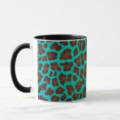 Leopard Brown en Blauwgroen Print Mok (Links)