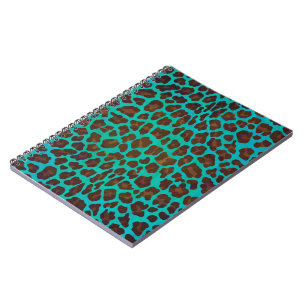 Leopard Brown en Blauwgroen Print Notitieboek