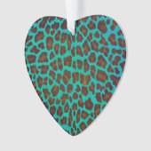 Leopard Brown en Blauwgroen Print Ornament (voorkant)