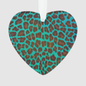Leopard Brown en Blauwgroen Print Ornament (voorkant)